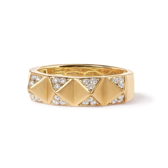 Anillo de banda de pirámide con diamantes blancos de 1/4 ct. p.t. en oro amarillo de 14K, foto 4