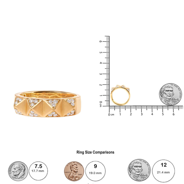 Anillo de banda de pirámide con diamantes blancos de 1/4 ct. p.t. en oro amarillo de 14K, foto 5