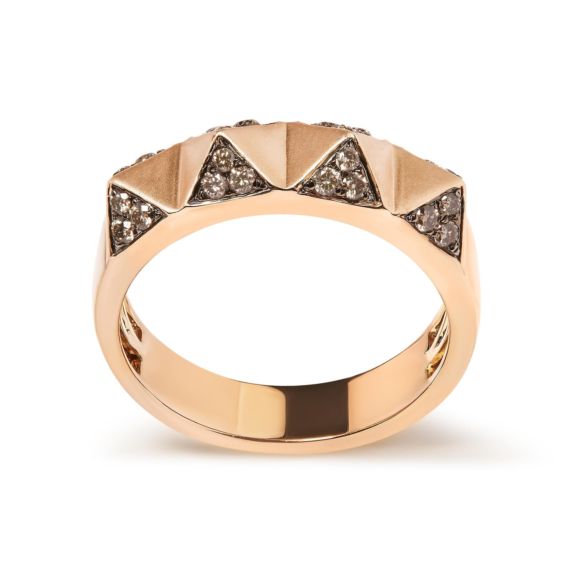 1/4 Ct. T.W. Brown Diamond Pyramid Band Ring in 14K Rose Gold, photo 1