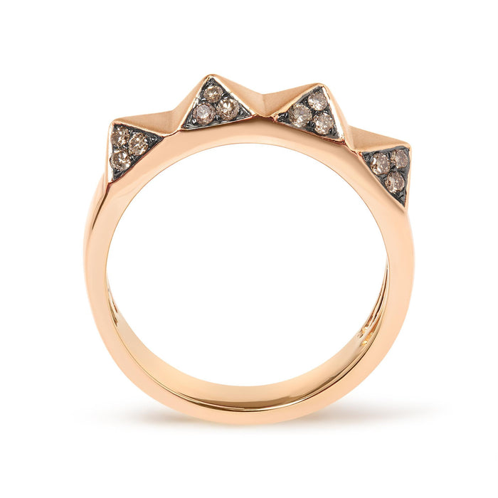 1/4 Ct. T.W. Brown Diamond Pyramid Band Ring in 14K Rose Gold, photo 2