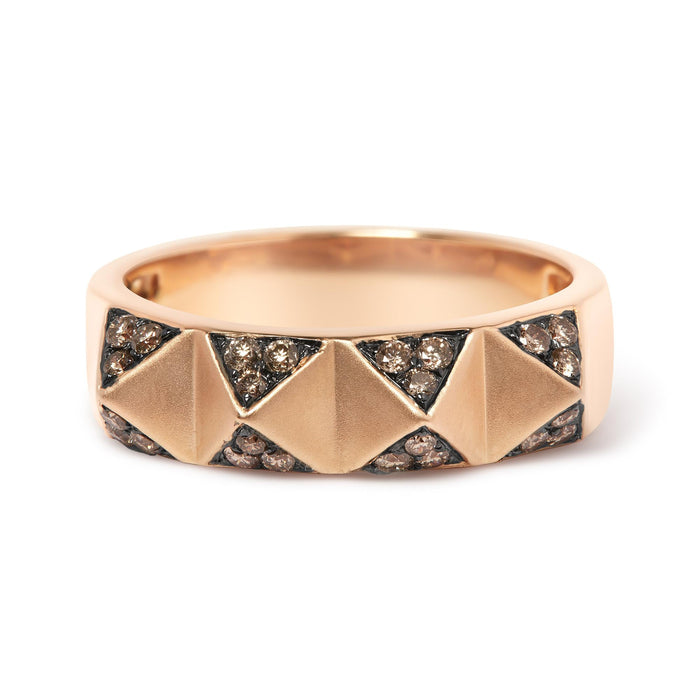 1/4 Ct. T.W. Brown Diamond Pyramid Band Ring in 14K Rose Gold, photo 4