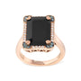 1/5 Ct. T.W. 15x10mm Emerald-Cut Black Onyx and White and Treated Blue Diamond Halo Cocktail Ring in 14K Rose Gold, photo 1