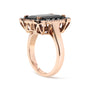 1/5 Ct. T.W. 15x10mm Emerald-Cut Black Onyx and White and Treated Blue Diamond Halo Cocktail Ring in 14K Rose Gold, photo 3