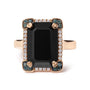 1/5 Ct. T.W. 15x10mm Emerald-Cut Black Onyx and White and Treated Blue Diamond Halo Cocktail Ring in 14K Rose Gold, photo 4