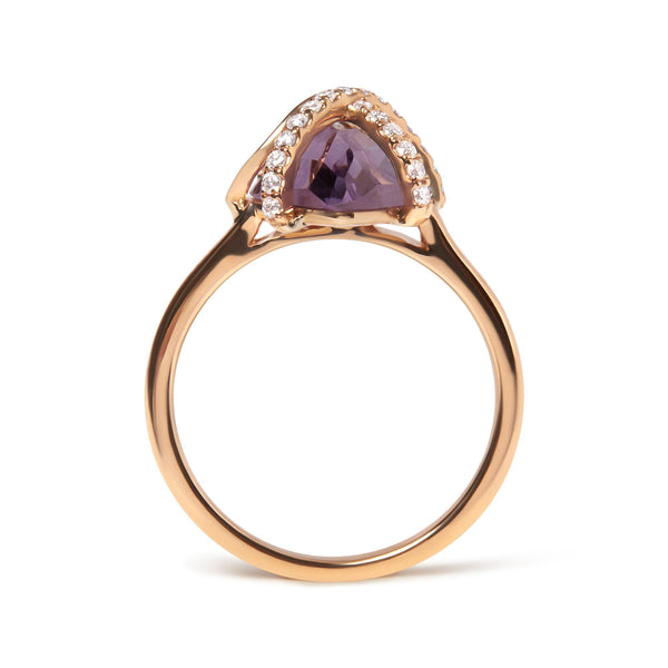 1/5 Ct. T.W. Diamond Wrapped 15x15mm Purple Amethyst Cocktail Ring in 14K Rose Gold, photo 2