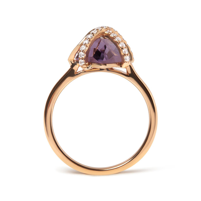 1/5 Ct. T.W. Diamond Wrapped 15x15mm Purple Amethyst Cocktail Ring in 14K Rose Gold, photo 2