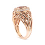 3/8 Ct. T.W. Oval Morganite and Diamond Halo Basket Weave Cocktail Ring Size 7 in 14K Rose Gold, photo 3