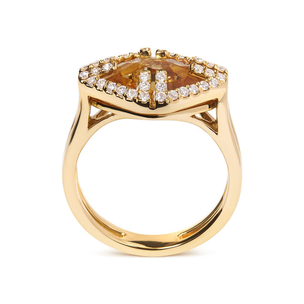 1/3 Ct. T.W. Marquise-Cut Yellow Citrine and Diamond Halo Cocktail Ring in 14K Yellow Gold, photo 2