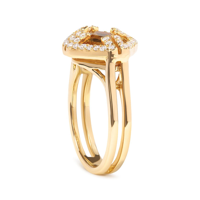1/3 Ct. T.W. Marquise-Cut Yellow Citrine and Diamond Halo Cocktail Ring in 14K Yellow Gold, photo 4