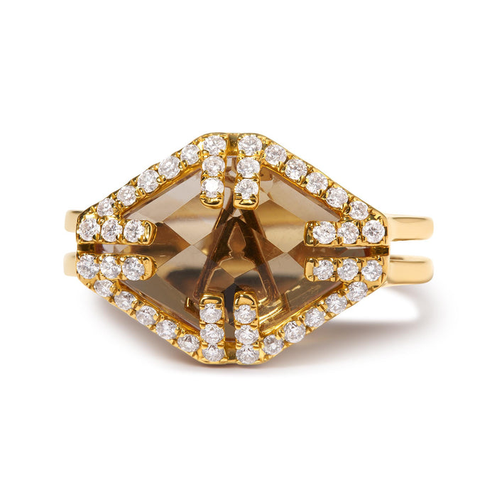 1/3 Ct. T.W. Marquise-Cut Yellow Citrine and Diamond Halo Cocktail Ring in 14K Yellow Gold, photo 5