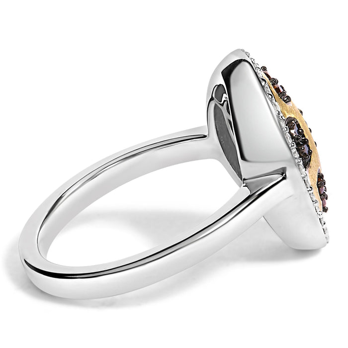 Anillo de halo escudo con diamantes ovalados mixtos de 1/3 ct. p.t. en plata de ley bañada en oro amarillo de 10K, foto 2