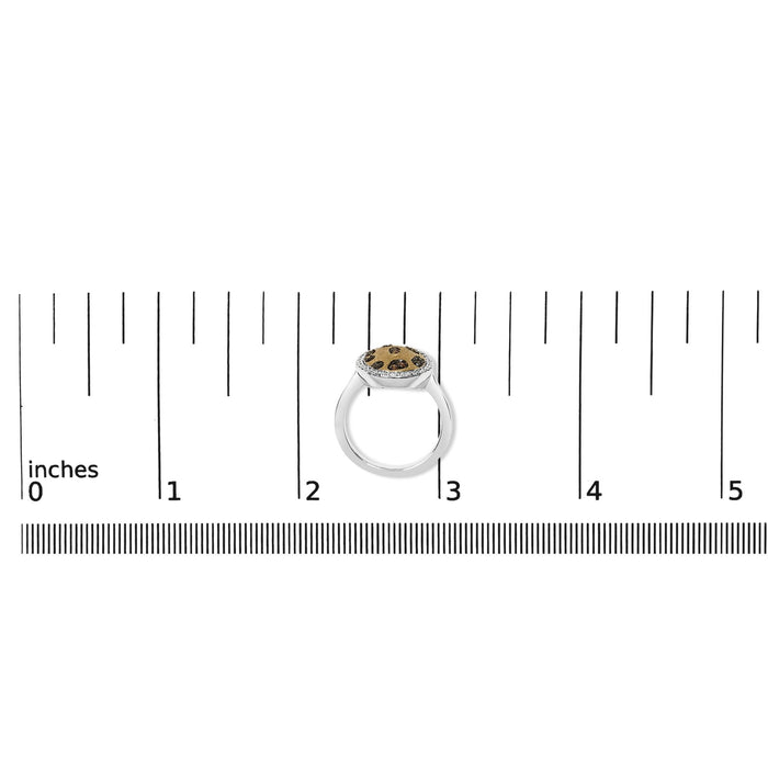 Anillo de halo escudo con diamantes ovalados mixtos de 1/3 ct. p.t. en plata de ley bañada en oro amarillo de 10K, foto 6