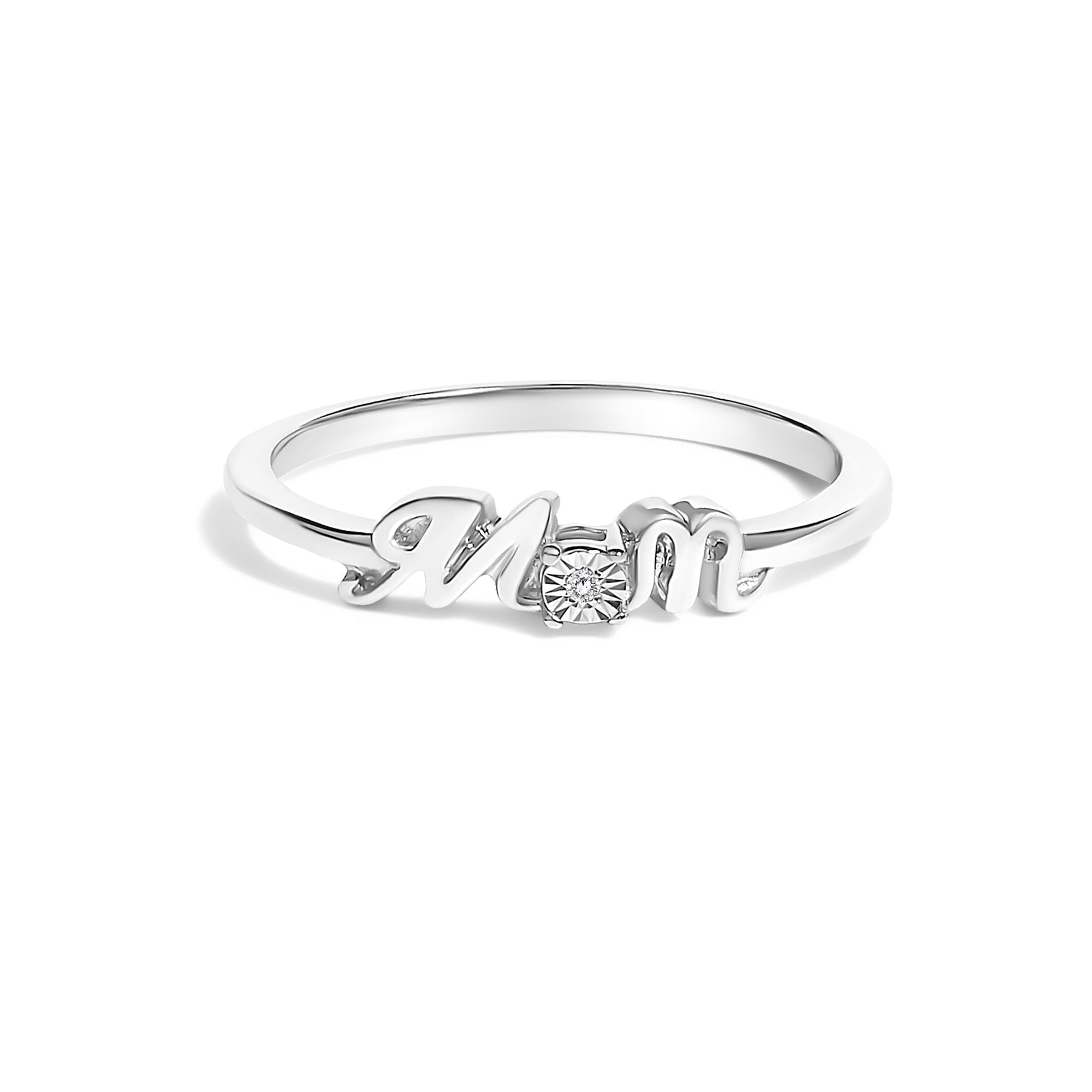 Anillo de mamá con detalle de diamante en plata de ley, foto 1