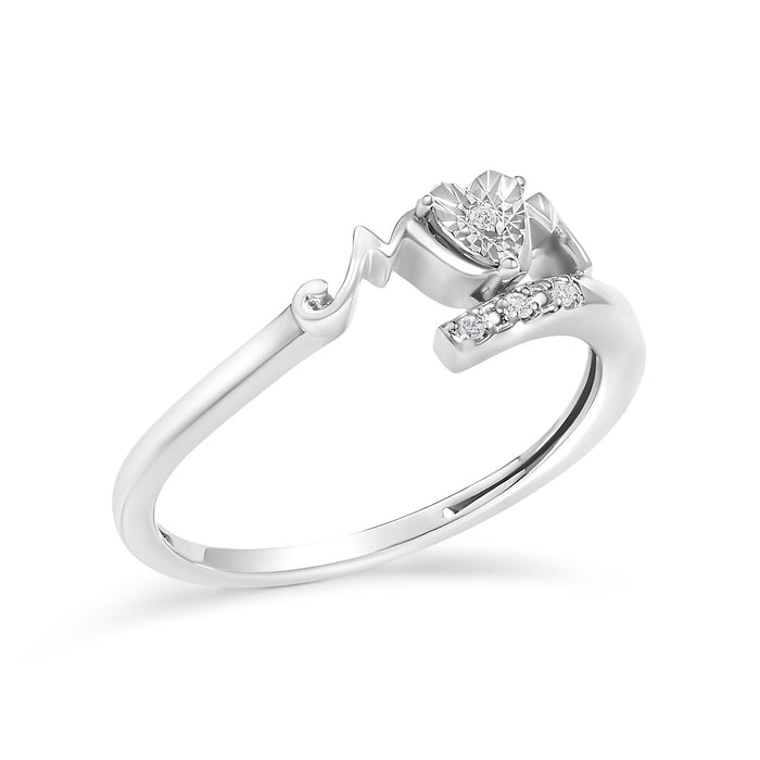 Diamond Accent Mom Heart Ring in Sterling Silver, photo 4