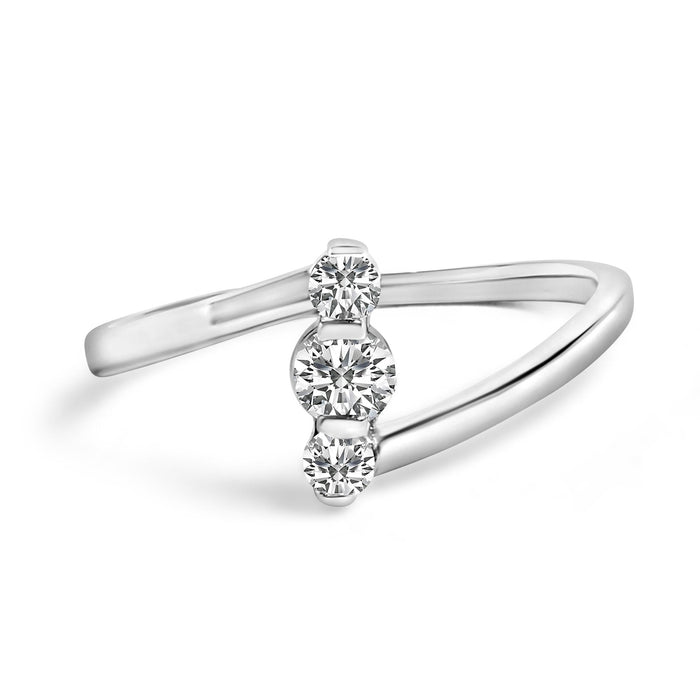 1/4 Ct. T.W. Lab-Grown Diamond Vertical Three Stone Ring in 10K Gold, photo 2