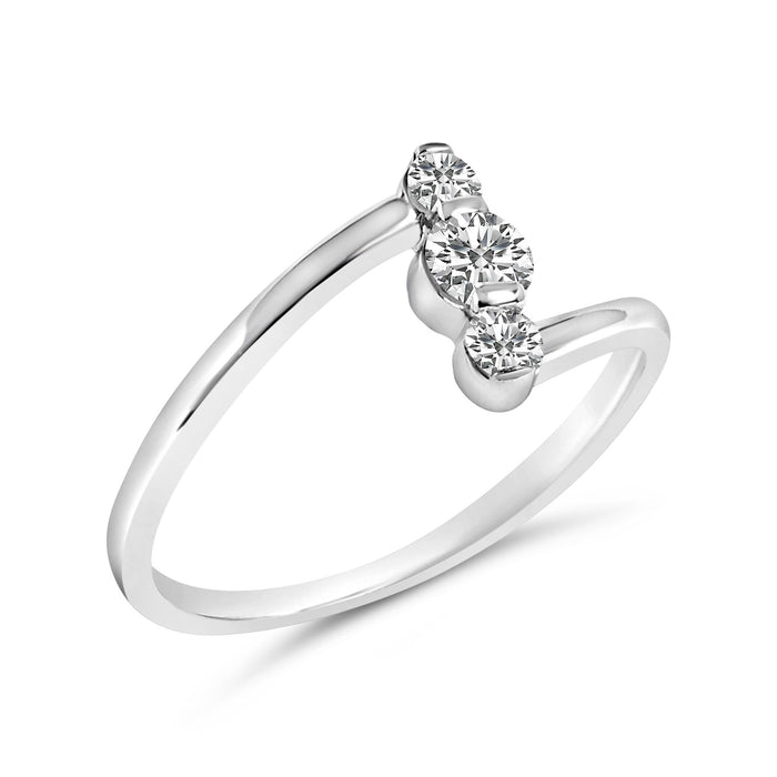 1/4 Ct. T.W. Lab-Grown Diamond Vertical Three Stone Ring in 10K Gold, photo 8
