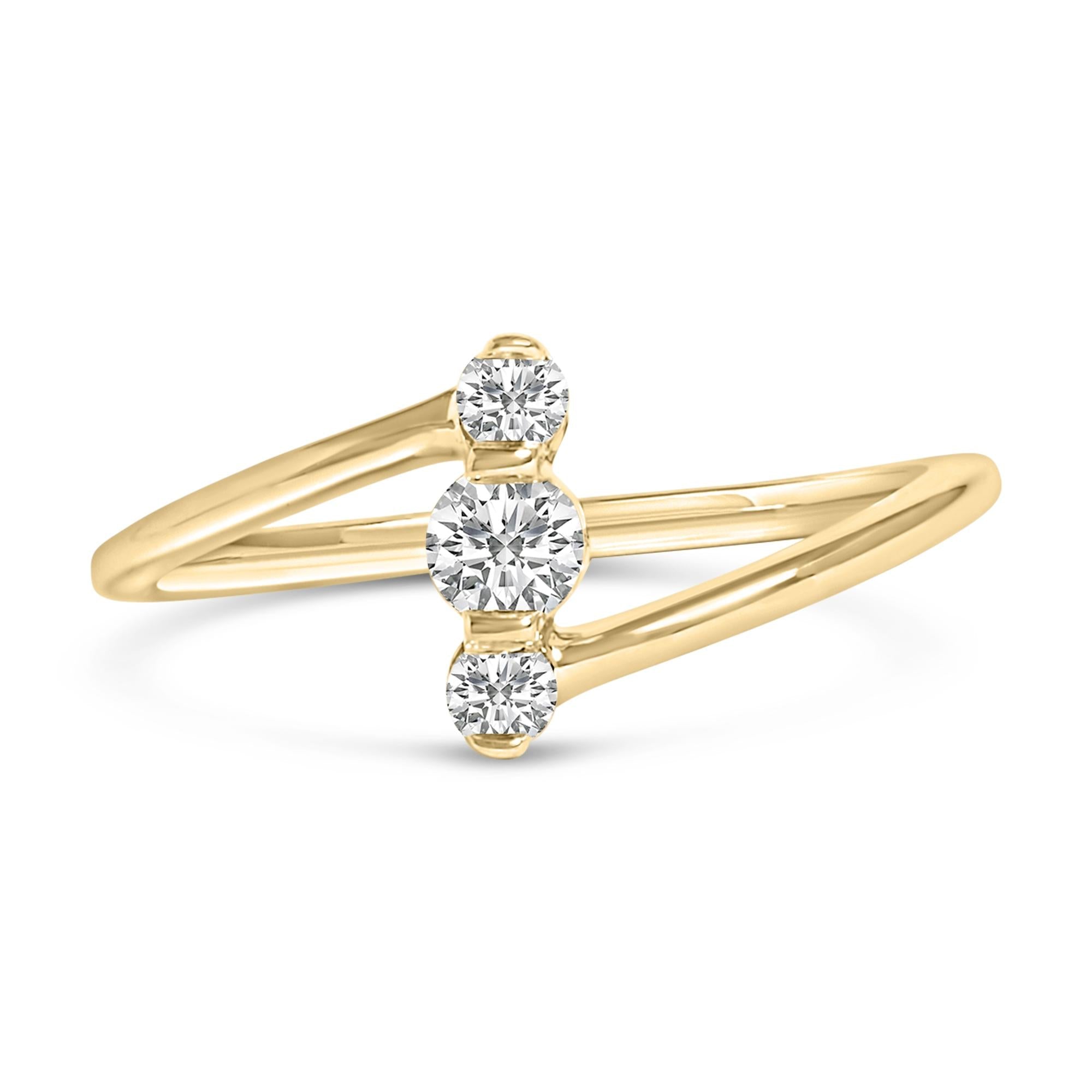 1/4 Ct. T.W. Lab-Grown Diamond Vertical Three Stone Ring in 10K Gold, photo 1