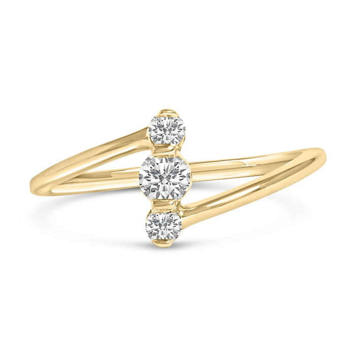 1/4 Ct. T.W. Lab-Grown Diamond Vertical Three Stone Ring in 10K Gold, photo 1