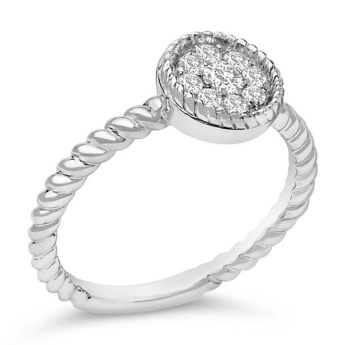 Anillo trenzado floral redondo con diamantes de 1/4 ct. p.t. en plata de ley, foto 4
