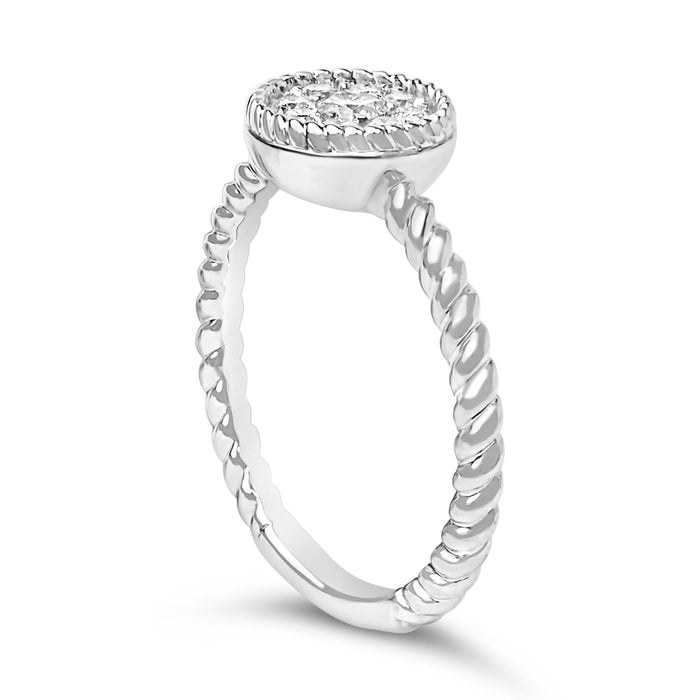 Anillo trenzado floral redondo con diamantes de 1/4 ct. p.t. en plata de ley, foto 5
