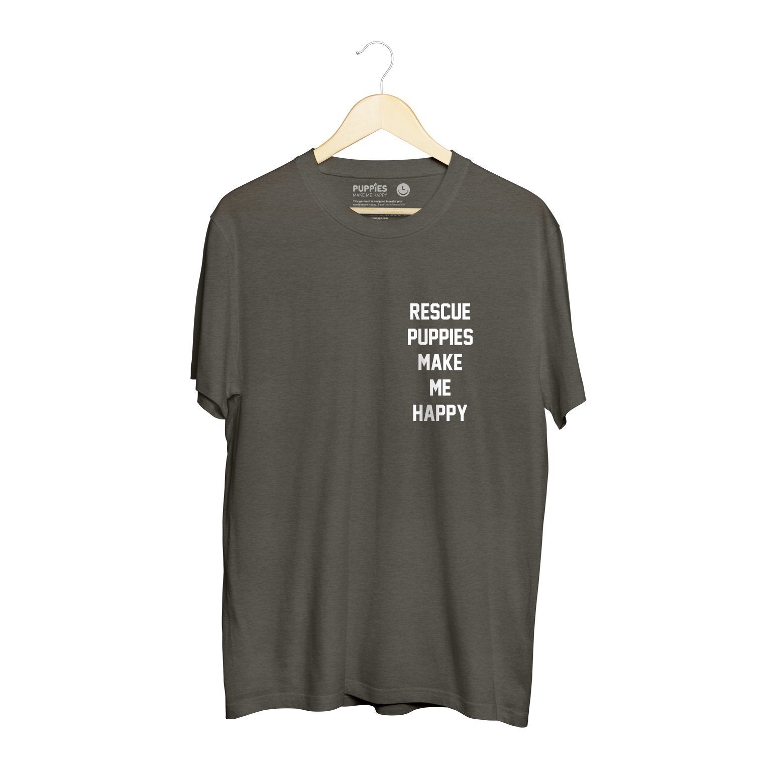 Rescue Puppies Make Me Happy Motto Unisex Crewneck Tee in army
