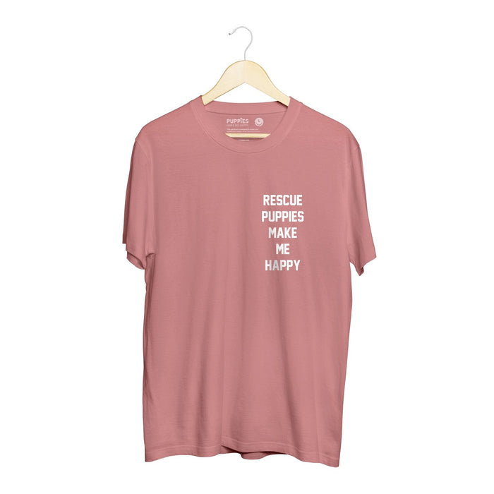 Rescue Puppies Make Me Happy Motto Unisex Crewneck Tee in mauve