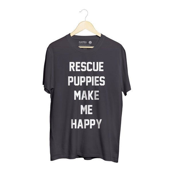 Rescue Puppies Make Me Happy Title Unisex Crewneck Tee in black