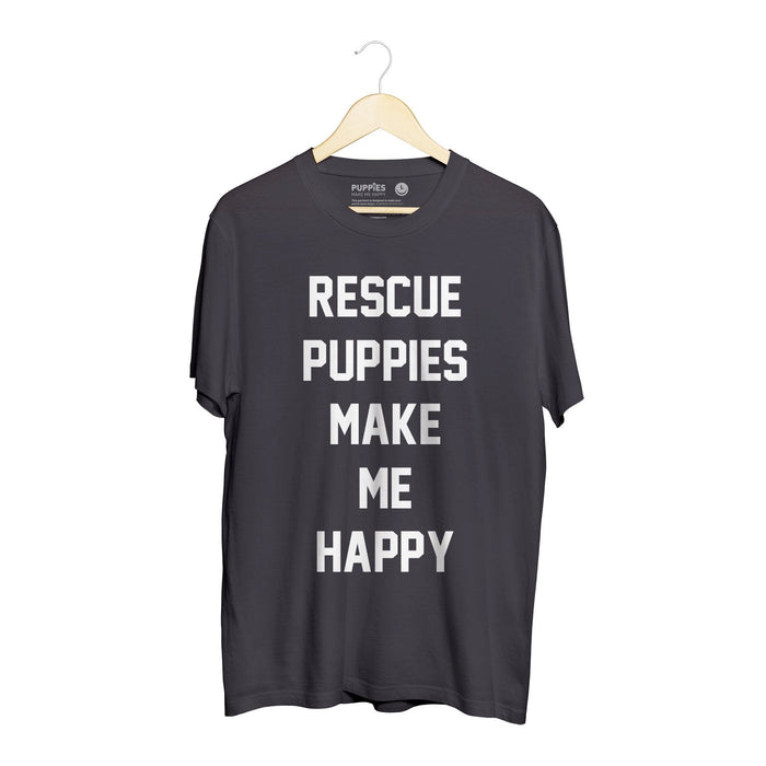 Rescue Puppies Make Me Happy Title Unisex Crewneck Tee in black