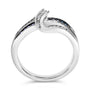 Anillo cruzado con diamantes azules y blancos de 1/10 ct. p.t. en plata de ley, foto 4