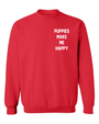Motto Puppies Make Me Happy Unisex Crewneck Sweatshirt in red