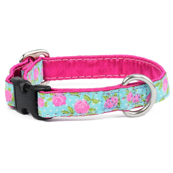 Collar para perro Rosy Dots Aqua, 5/8 pulg. de ancho, foto 1