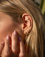 Aretes de botón redondos tejidos en oro de 14K, foto 2