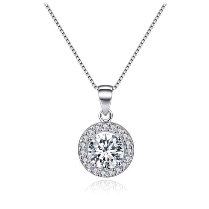 Round Halo Crystal Pendant Necklace, photo 1