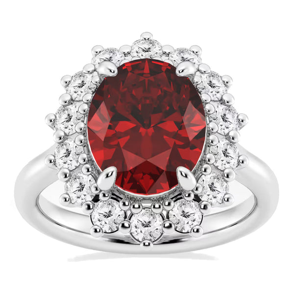 3 CTW Oval Lab-Created Ruby Halo Engagement Ring in 14K Gold, photo 1