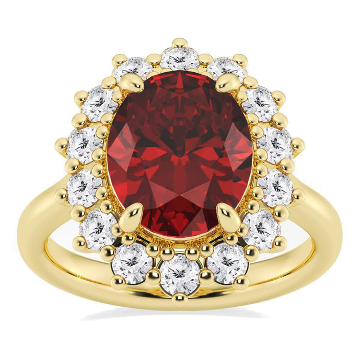 3 CTW Oval Lab-Created Ruby Halo Engagement Ring in 14K Gold, photo 3