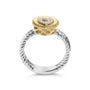 Anillo de corazón con acabado satinado y diamantes en plata de ley bañada en oro amarillo de 18K, foto 5