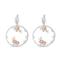 1/10 Ct. T.W. Diamond Floral Hoop Earrings in Rose Gold-Plated Sterling Silver, photo 1