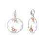 1/10 Ct. T.W. Diamond Floral Hoop Earrings in Rose Gold-Plated Sterling Silver, photo 2