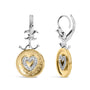 Aretes colgantes de corazón martillado con diamantes de 1/8 ct. p.t. en plata de ley bañada en oro amarillo de 18K, foto 2