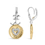 Aretes colgantes de corazón martillado con diamantes de 1/8 ct. p.t. en plata de ley bañada en oro amarillo de 18K, foto 4