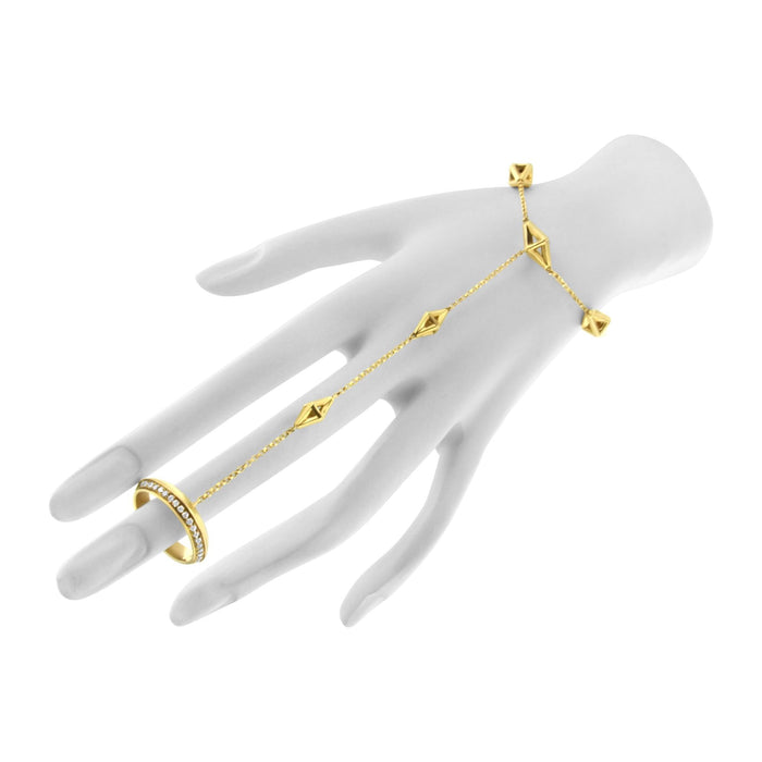 Cadena de mano de anillo y pulsera con diamantes de 1/4 ct. p.t. en oro amarillo de 14K, foto 6