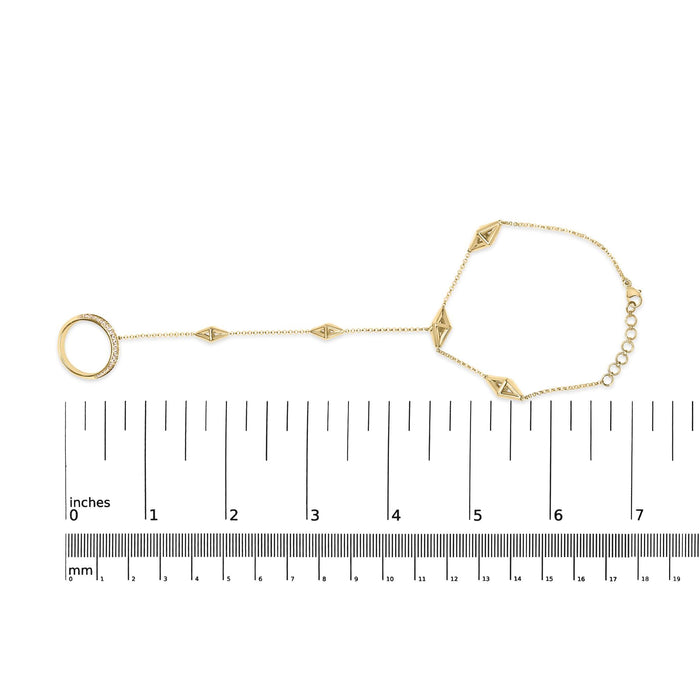Cadena de mano de anillo y pulsera con diamantes de 1/4 ct. p.t. en oro amarillo de 14K, foto 7
