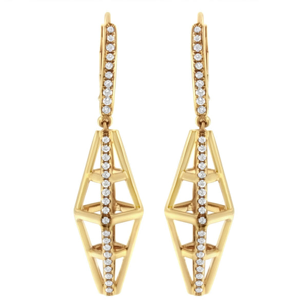 5/8 Ct. T.W. Diamond Geometrical Pillar Drop and Dangle Earrings in 14K Yellow Gold, photo 1