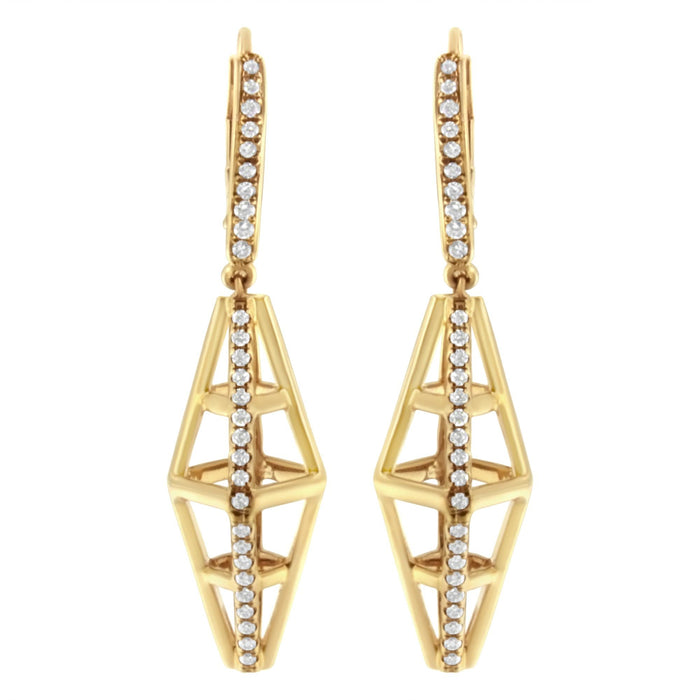 5/8 Ct. T.W. Diamond Geometrical Pillar Drop and Dangle Earrings in 14K Yellow Gold, photo 1