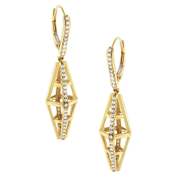 5/8 Ct. T.W. Diamond Geometrical Pillar Drop and Dangle Earrings in 14K Yellow Gold, photo 2