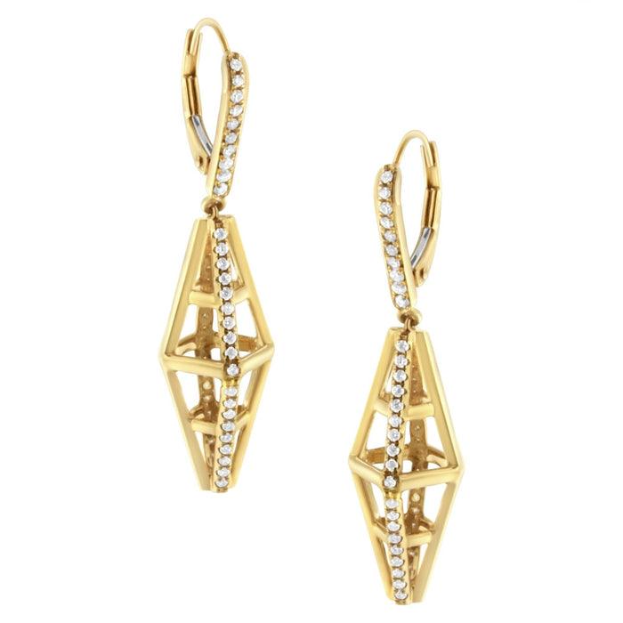 5/8 Ct. T.W. Diamond Geometrical Pillar Drop and Dangle Earrings in 14K Yellow Gold, photo 2