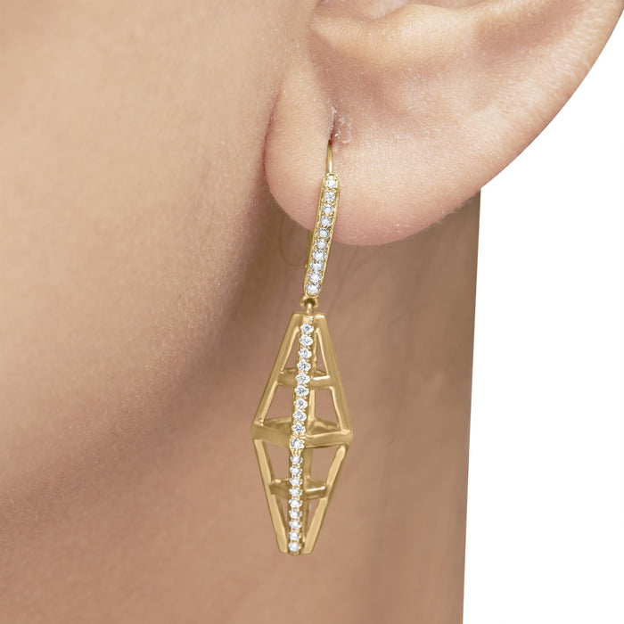 5/8 Ct. T.W. Diamond Geometrical Pillar Drop and Dangle Earrings in 14K Yellow Gold, photo 3