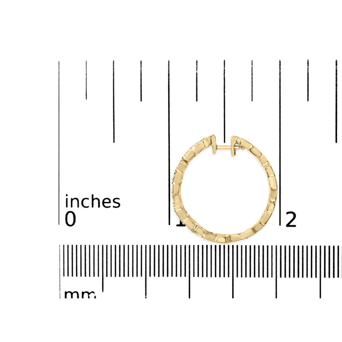Aretes de aro de panal con diamantes de 3/4 ct. p.t. en oro amarillo de 14K, foto 6