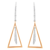 Aretes colgantes de campanas de viento con diamantes de 3/8 ct. p.t. en oro rosa y blanco de 14K