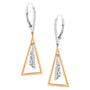 Aretes colgantes de campanas de viento con diamantes de 3/8 ct. p.t. en oro rosa y blanco de 14K, foto 2